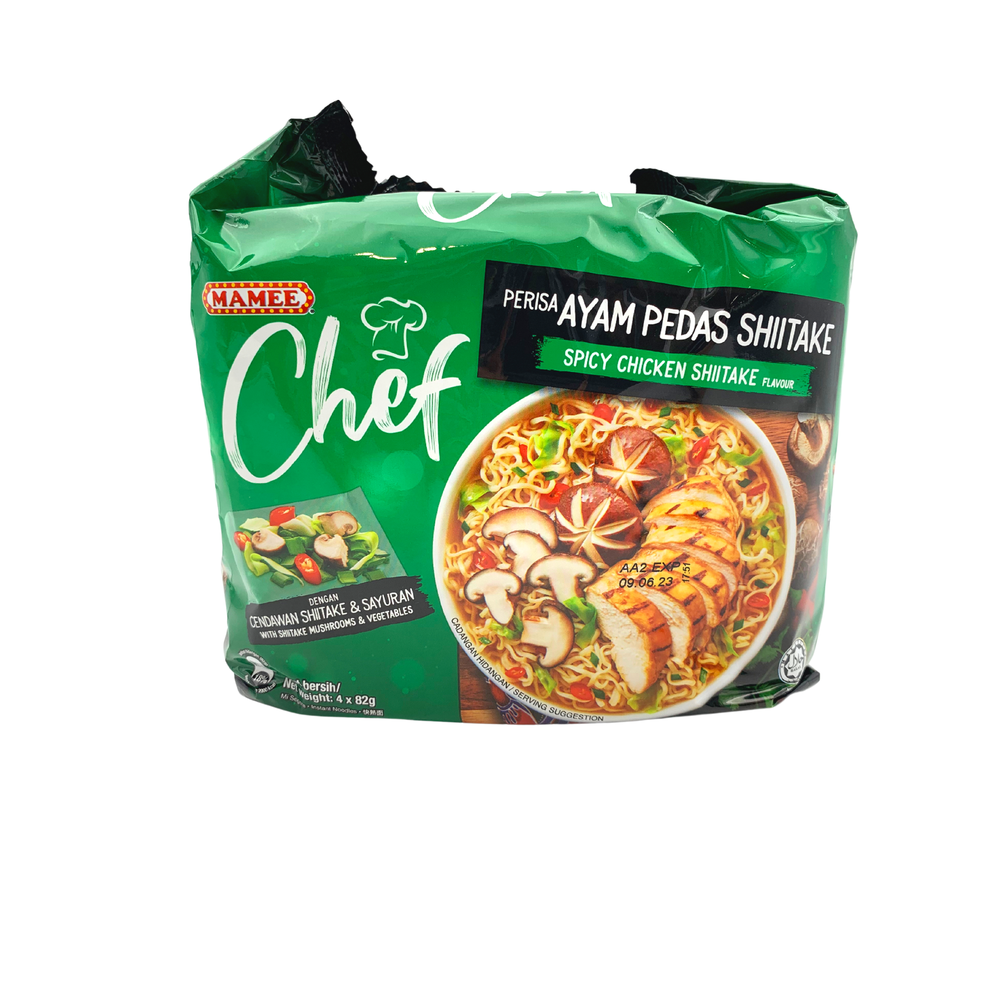Mamee Chef Mee Ayam Pedas Shiitake 80g x 4 Packs