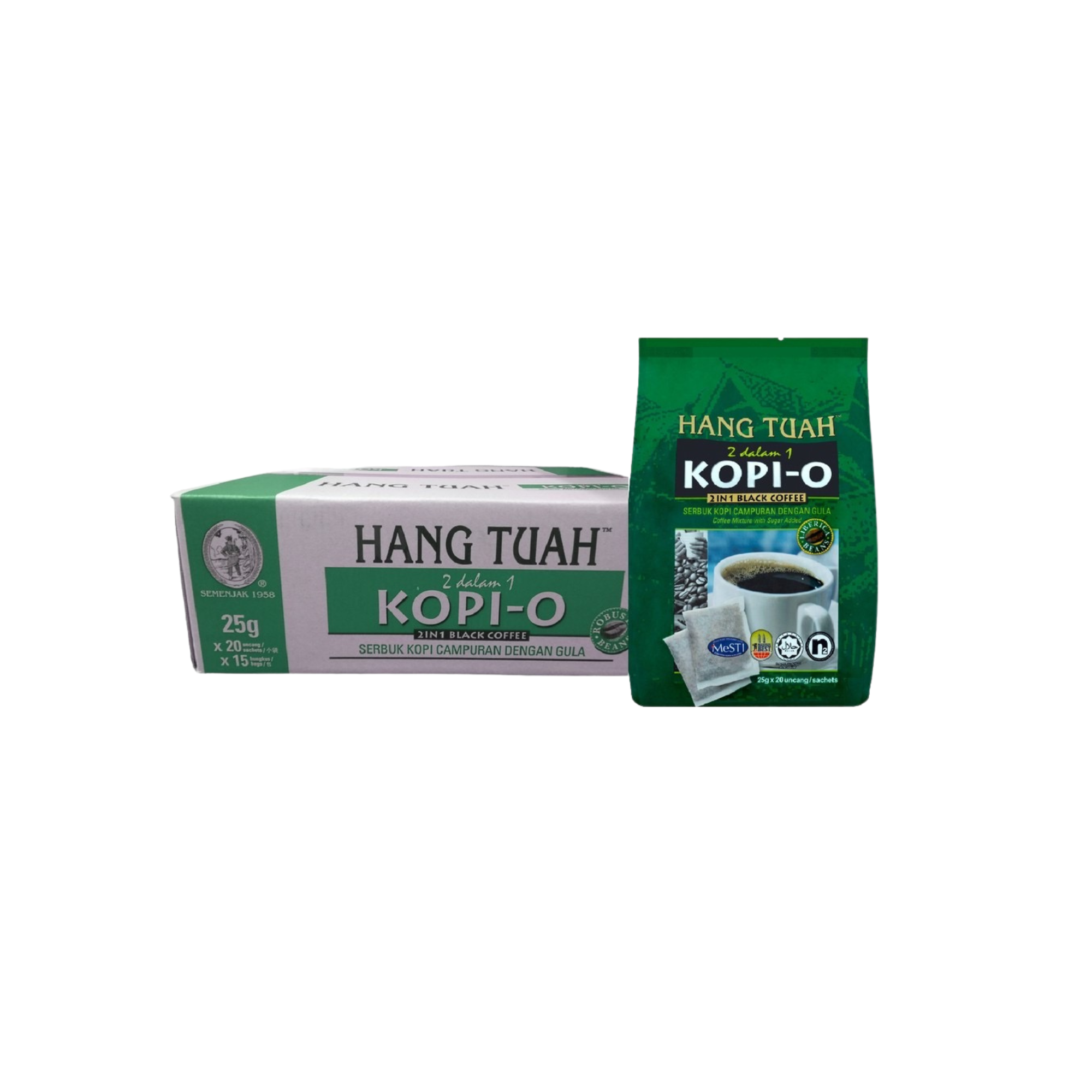 Hang Tuah Kopi 2in1 Hijau 25g x 20 Sachet x 15 Packs