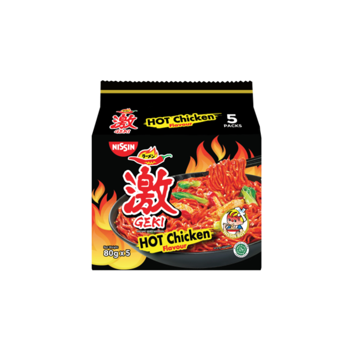 Nissin Noodle Hot Chicken Flavour 80g x 5packs