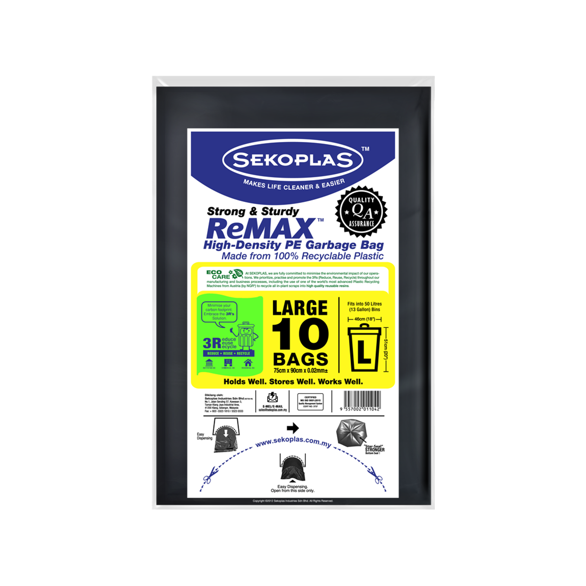 Sekoplas Remax-Black Flat Pack Star Seal Garbage Bag L Plastic